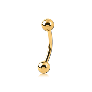 gold plated titanium internally threaded bananabell bent curved barbell piercing jewelry