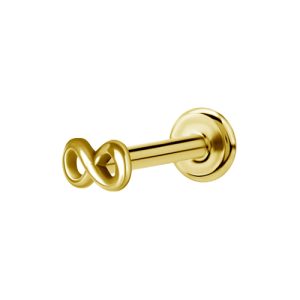 gold plated titanium internally threaded labret with infinity attachment piercing jewelry