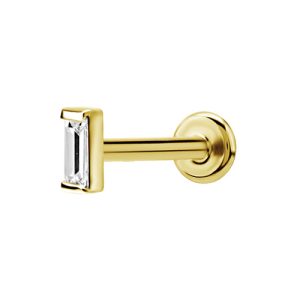 gold plated titanium internally threaded labret with jewelled crystal attachment piercing jewelry