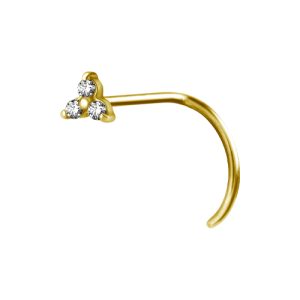 gold plated steel jewelled gem crystal prong set trinity nose stud spiral piercing jewelry