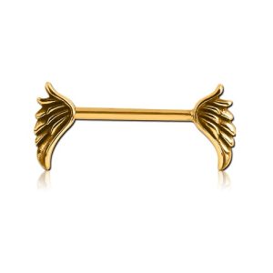 gold plated steel barbell wings piercing jewelry