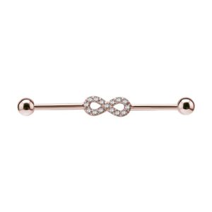 steel rose gold industrial barbell jewelled crystal infinity
