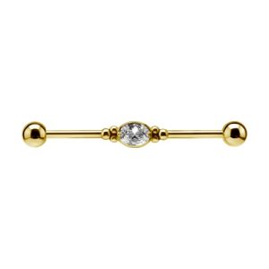steel gold plated industrial barbell mirror jewelled crystal