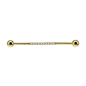 steel gold plated industrial barbell jewelled crystal line