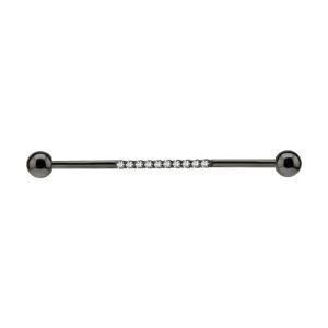black steel industrial barbell jewelled crystal line