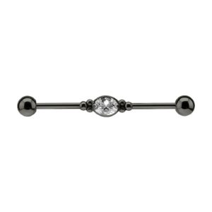 black steel industrial barbell mirror jewelled crystal
