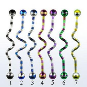 Steel Anodized Industrial Barbell Stripe Wave