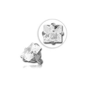 steel jewelled crystal prong set square attachment internally threaded piercing jewelry