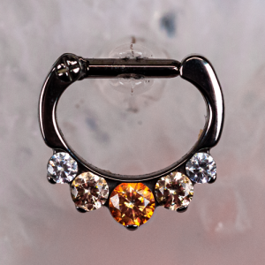 industrial strength titanium hinged clicker ring odyssey 6 jewelled crystal gem prong set piercing jewelry