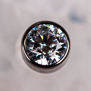 industrial strength titanium internally threaded jewelled bezel set gem crystal piercing jewelry attachment