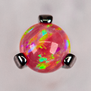 industrial strength titanium internally threaded prong set opal piercing jewelry attachment