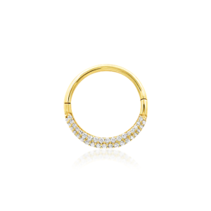 junipurr 14k gold hinged clicker ring jewelled prong set crystal gem piercing jewelry opulence