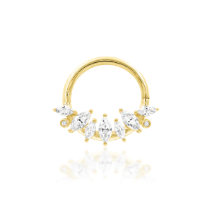 junipurr 14k gold hinged clicker ring jewelled prong set crystal gem piercing jewelry winter marquise