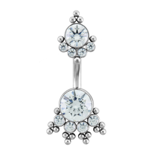 leroi titanium internally threaded ornamental jewelled navel bent curved barbell bananabell gem crystal piercing jewelry haute couture bijoux