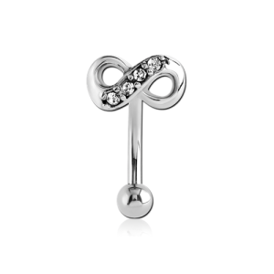 steel crystal infinity bent curved barbell mini bananabell jewelled