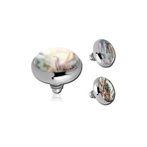 titanium mother of pearl disk attachment internally threaded piercing jewelry