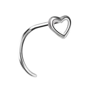 steel nose stud spiral heart piercing jewelry