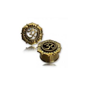 brass stretched earlobe piercing jewelry plug om