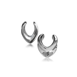 white brass stretched earlobe piercing jewelry spreaders saddles