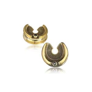 brass stretched earlobe piercing jewelry spreaders saddles ornamental onyx