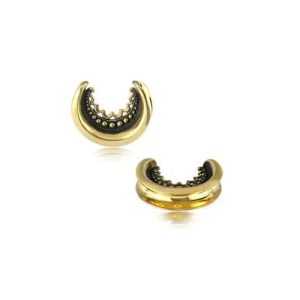 brass stretched earlobe piercing jewelry spreaders saddles ornamental