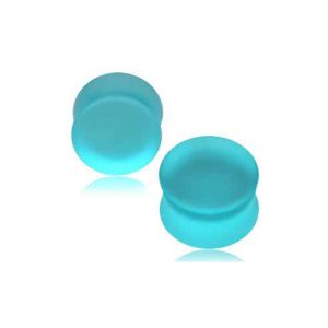 aqua frosted glass stretched earlobe piercing jewelry plugs