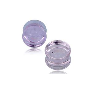 pink glass stretched earlobe piercing jewelry plugs
