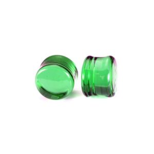 green glass stretched earlobe piercing jewelry plugs