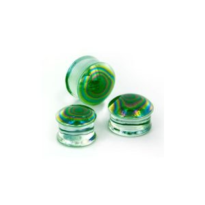 pearl green glass stretched earlobe piercing jewelry plugs
