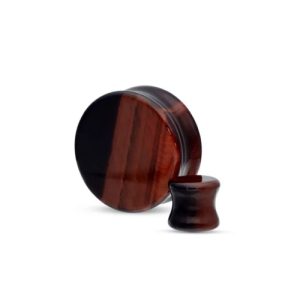 red tiger eye stone stretched earlobe piercing jewelry plugs