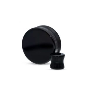 black agate stone stretched earlobe piercing jewelry plugs