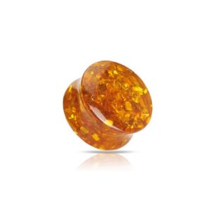 amber stretched earlobe plug piercing jewelry