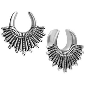 steel ornamental ear spreaders saddles stretched earlobe piercing jewelry