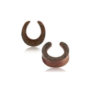 wood stretched earlobe spreader saddle piercing jewelry mandala sawo ornamental