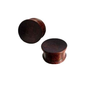 wood stretched earlobe plug piercing jewelry dark concave tamarind