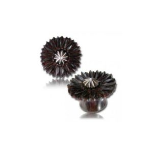 wood stretched earlobe plug piercing jewelry flower steel inlay