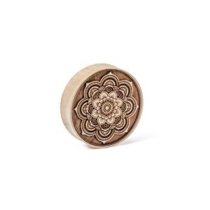 wood stretched earlobe plug piercing jewelry devi mandala