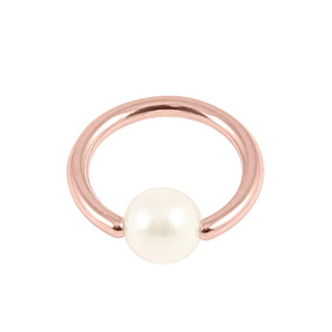 rose gold steel ball closure ring pearl piercing jewelry