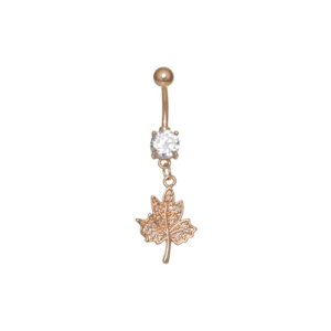 steel rose gold navel bananabell autumn leaf jewelled curved barbell