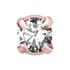 steel rose gold jewelled prong set attachment internally threaded piercing