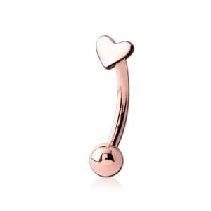 rose gold steel bent barbell mini bananabell heart curved barbell
