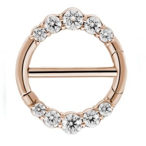 rose gold steel nipple shield jewelled clicker piercing jewelry
