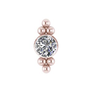 titanium rose gold clip in attachment for ball closure ring jewelled