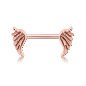 steel rose gold wings barbell externally threaded piercing jewelry