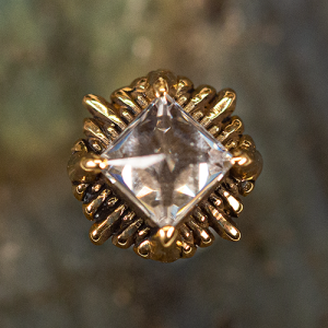 14k gold jewelled gem crystal attachment piercing jewelry threadless princess cut sacred symbols