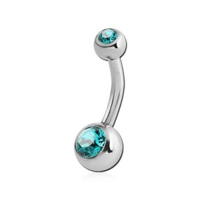 steel jewelled navel bananabell curved barbell