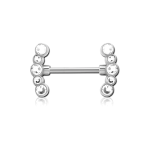 steel jewelled barbell crystal cluster piercing jewelry
