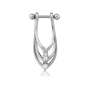 steel mini barbell helix shield jewelled