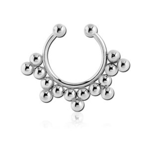 steel fake septum ring piercing jewelry ornamental tribal beads