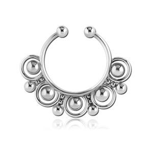 steel fake septum ring piercing jewelry ornamental tribal
